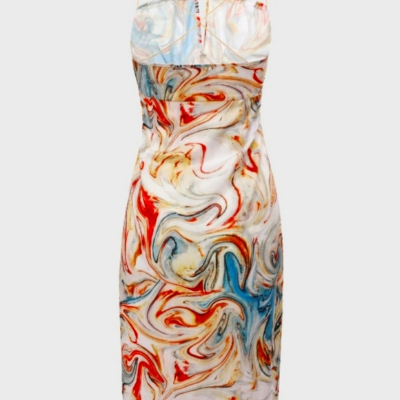 Oil Painting Slit Midi Dress - Size M - Picture 3 of 5